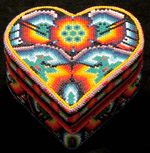 Beaded Huichol heart box