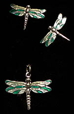 sterling silver enamel dragonfly pdt and earr with earrings