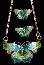 sterling silver enamel butterfly pdt and earr